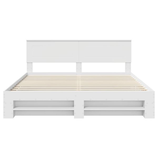 Рамка за легло с таблото Бяло 180 x 200 cm Инженерно дърво