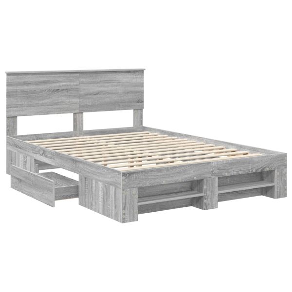 Рамка за легло Сив Сонома 160 x 200 cm Инженерно дърво