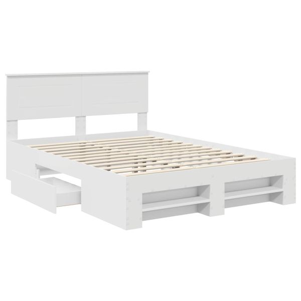 Рамка за легло с таблото Бяло 150 x 200 cm Инженерно дърво