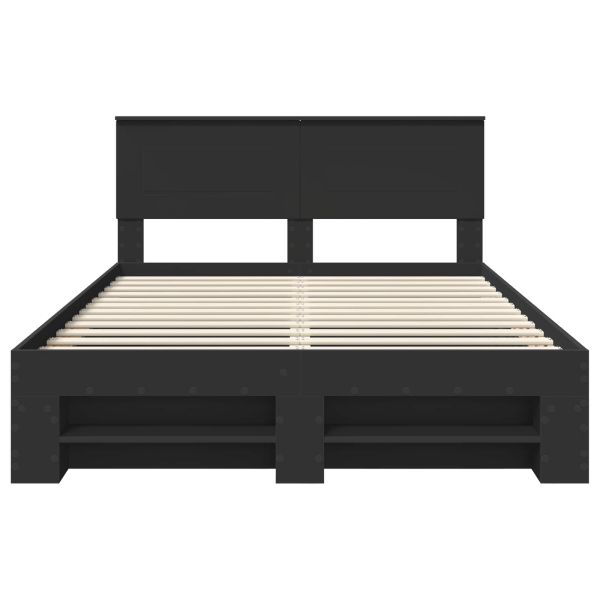 Рамка за легло с таблото Черно 150 x 200 cm Инженерно дърво