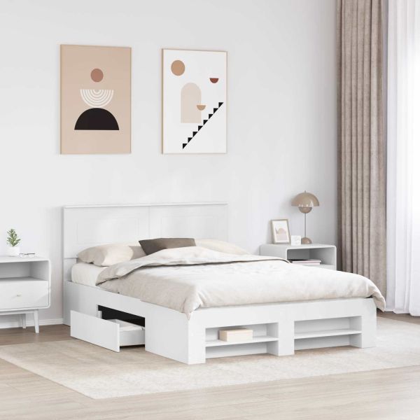 Рамка за легло с таблото Бяло 140 x 200 cm Инженерно дърво