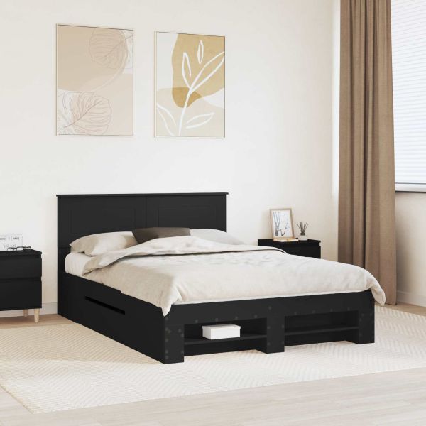Рамка за легло с таблото Черно 140 x 200 cm Инженерно дърво