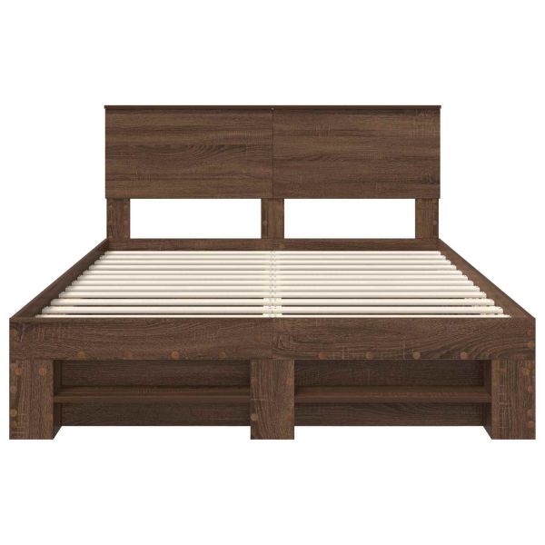 Рамка за легло с таблото Кафяв дъб 140 x 200 cm Инженерно дърво