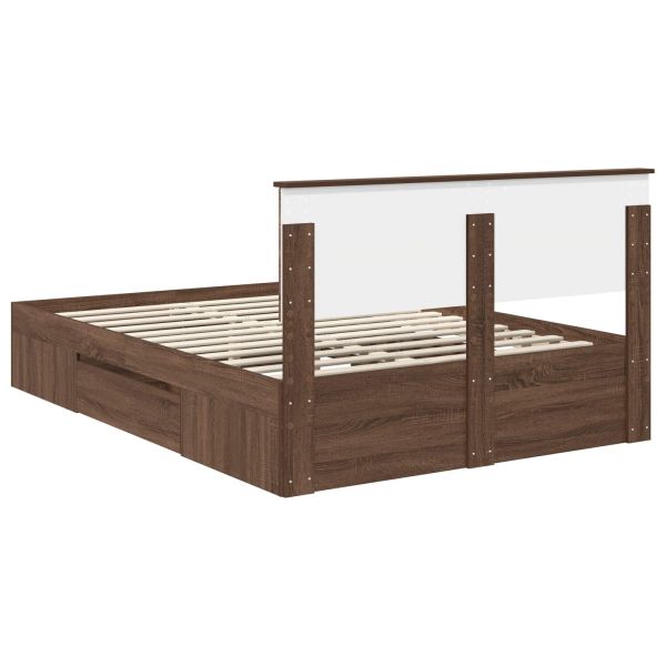 Рамка за легло с таблото Кафяв дъб 140 x 200 cm Инженерно дърво