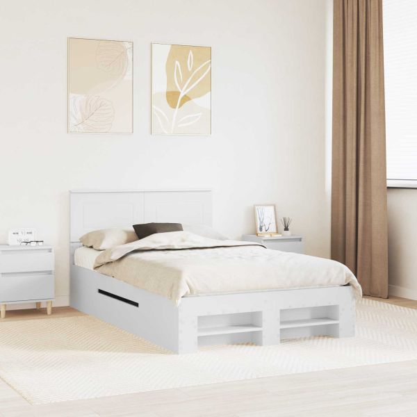 Рамка за легло с таблото Бяло 137 x 203 см Инженерно дърво