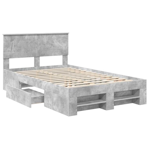 Рамка за легло Циментено сиво 137 x 203 см Инженерно дърво