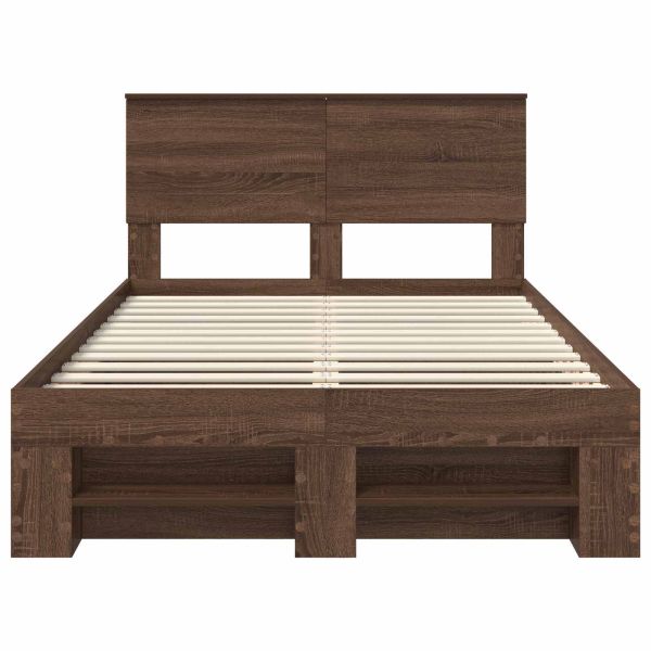 Рамка за легло с таблото Кафяв дъб 137 x 203 см Инженерно дърво