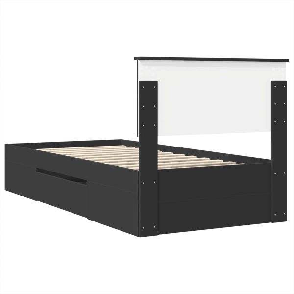 Рамка за легло с таблото Черно 90 x 200 cm Инженерно дърво