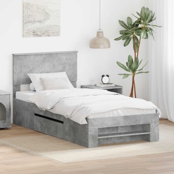 Рамка за легло Циментено сиво 90 x 200 cm Инженерно дърво