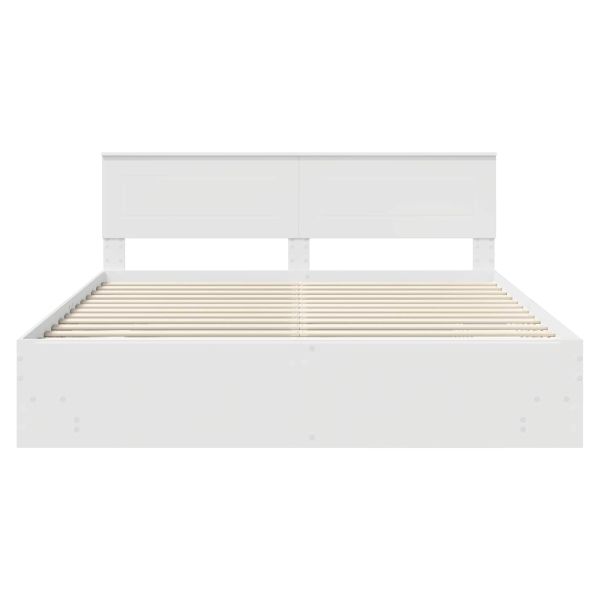 Рамка за легло с таблото Бяло 200 x 200 cm Инженерно дърво