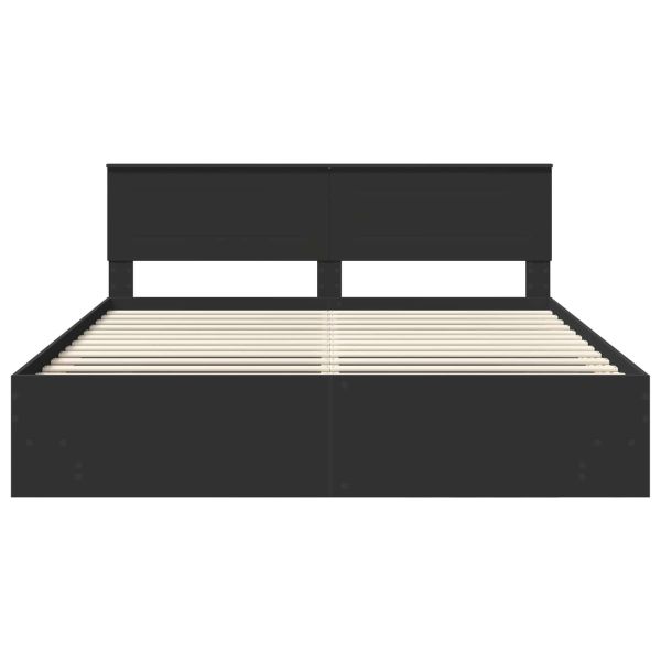 Рамка за легло с таблото Черно 200 x 200 cm Инженерно дърво