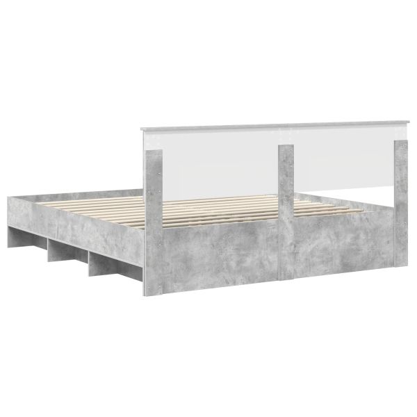Рамка за легло Циментено сиво 200 x 200 cm Инженерно дърво