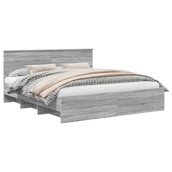 Рамка за легло Сив Сонома 200 x 200 cm Инженерно дърво