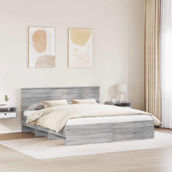 Рамка за легло Сив Сонома 200 x 200 cm Инженерно дърво