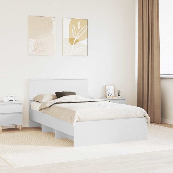 Рамка за легло с таблото Бяло 137 x 203 см Инженерно дърво