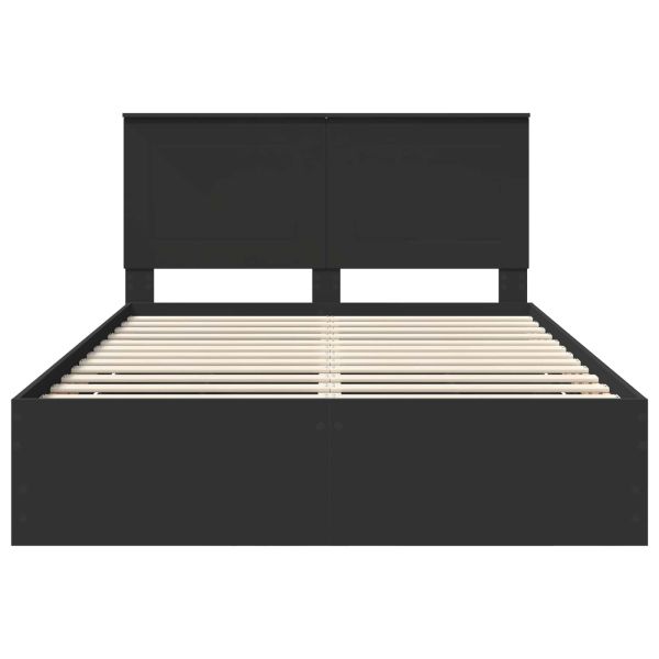 Рамка за легло с таблото Черно 150 x 200 cm Инженерна дървесина