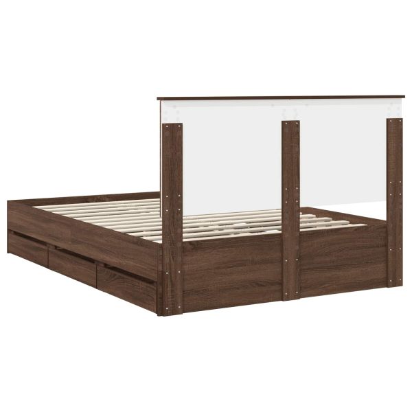 Рамка за легло Кафяв дъб 150 x 200 cm Инженерна дървесина