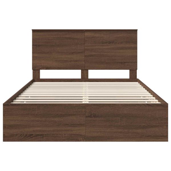 Рамка за легло Кафяв дъб 140 x 190 cm Инженерна дървесина