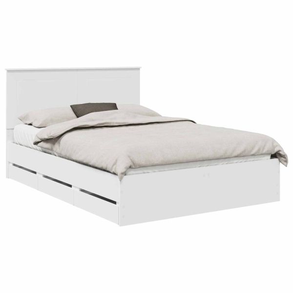 Рамка за легло с чекмедже Бяло 140 x 200 cm Инженерна дървесина