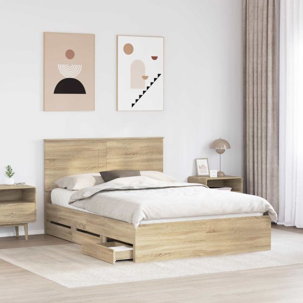 Рамка за легло Сонома дъб 140 x 200 cm Инженерна дървесина