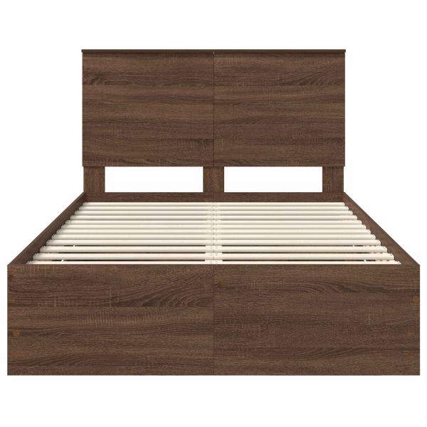 Рамка за легло Кафяв дъб 135 x 190 cm Инженерна дървесина