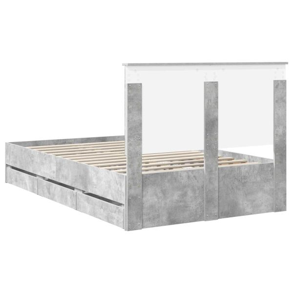 Рамка за легло Циментено сиво 120 x 190 cm Инженерна дървесина