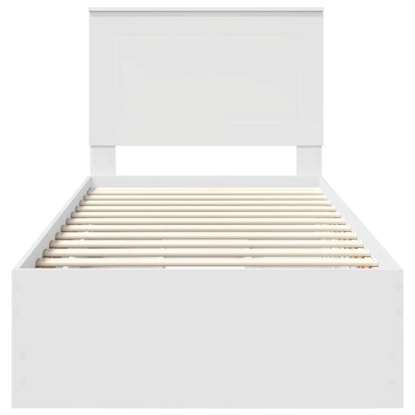 Рамка за легло с чекмедже Бяло 100 x 200 cm Инженерна дървесина