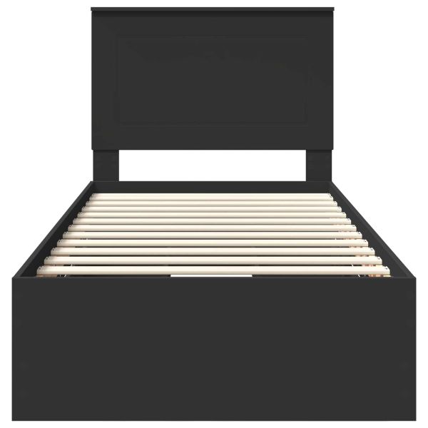 Рамка за легло с чекмедже Черно 90 x 190 cm Инженерна дървесина