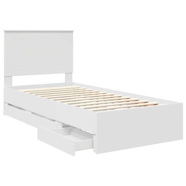 Рамка за легло с чекмедже Бяло 90 x 200 cm Инженерна дървесина