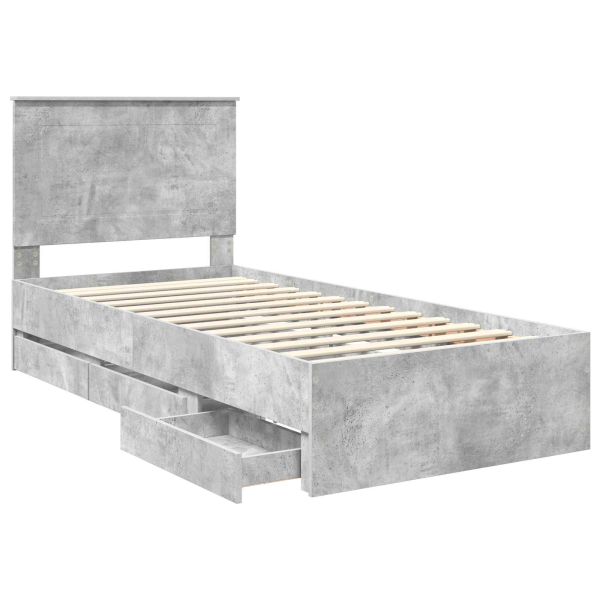Рамка за легло Циментено сиво 90 x 200 cm Инженерна дървесина