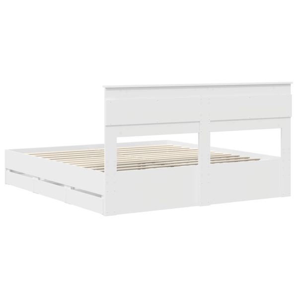 Рамка за легло с чекмедже Бяло 180 x 200 cm Инженерна дървесина