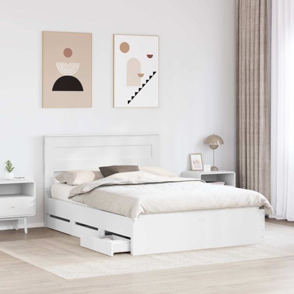 Рамка за легло с чекмедже Бяло 160 x 200 cm Инженерна дървесина