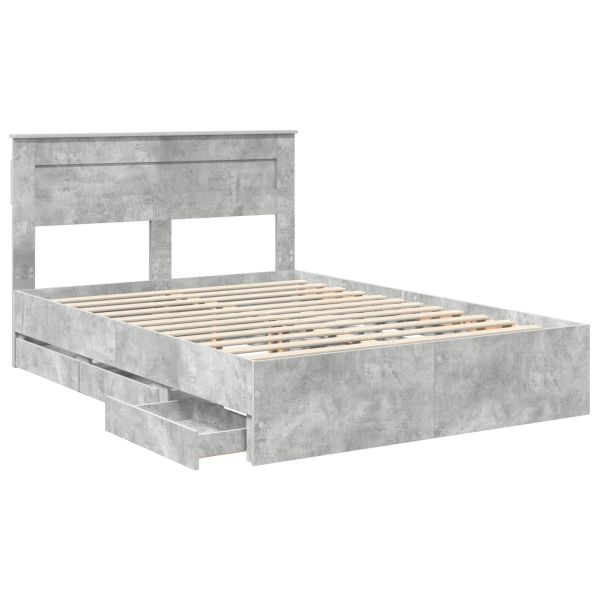 Рамка за легло Циментено сиво 150 x 200 cm Инженерна дървесина