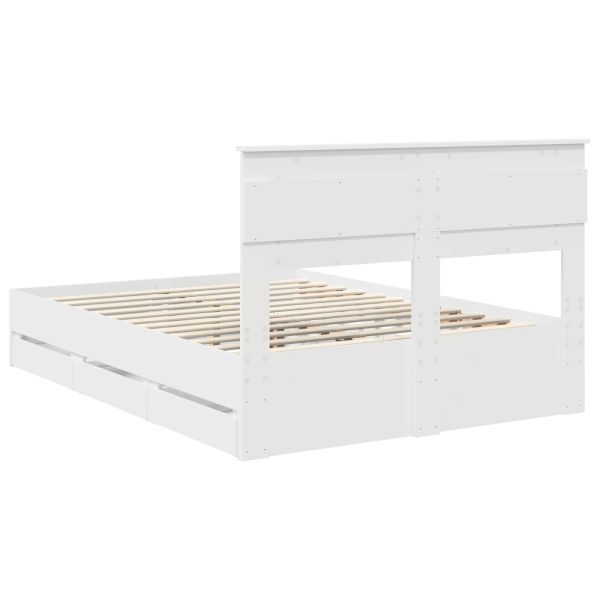 Рамка за легло с чекмедже Бяло 140 x 190 cm Инженерна дървесина