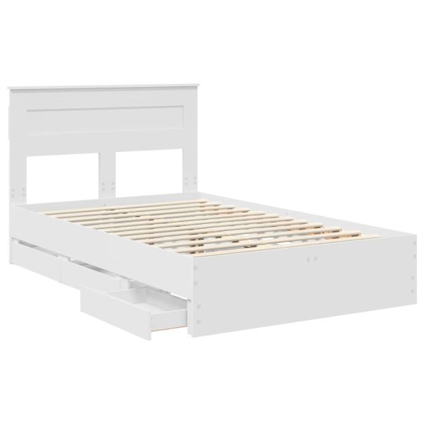 Рамка за легло с чекмедже Бяло 120 x 200 cm Инженерна дървесина
