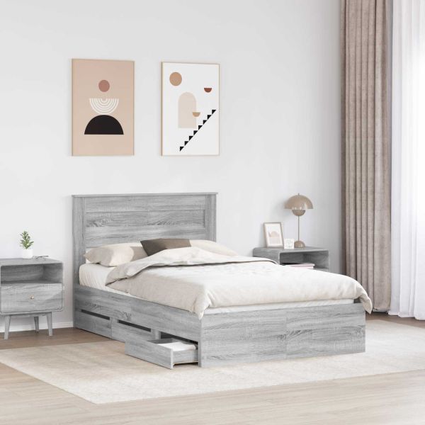 Рамка за легло Сив Сонома 120 x 200 cm Инженерна дървесина