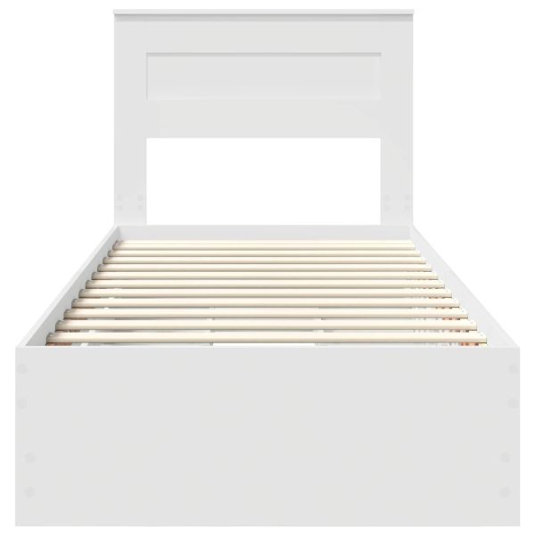 Рамка за легло с чекмедже Бяло 90 x 190 cm Инженерна дървесина