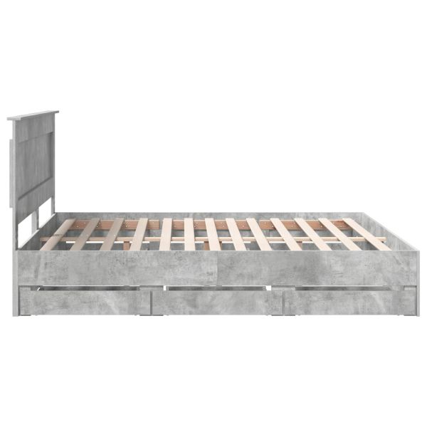 Рамка за легло Циментено сиво 180 x 200 cm Инженерна дървесина
