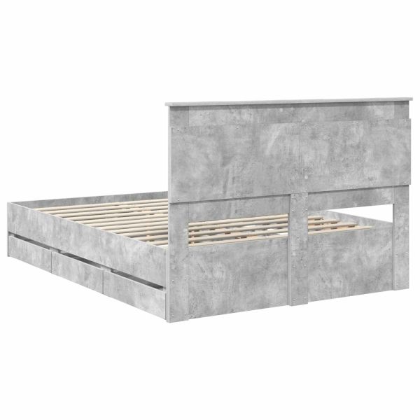 Рамка за легло Циментено сиво 160 x 200 cm Инженерна дървесина