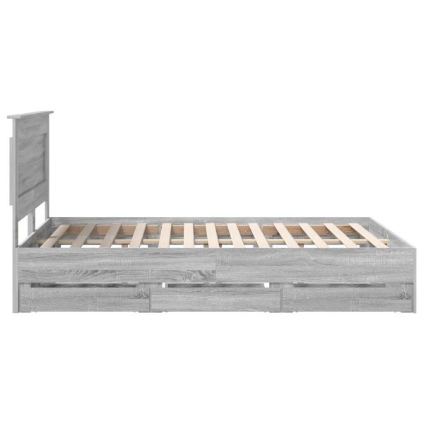 Рамка за легло Сив Сонома 160 x 200 cm Инженерна дървесина