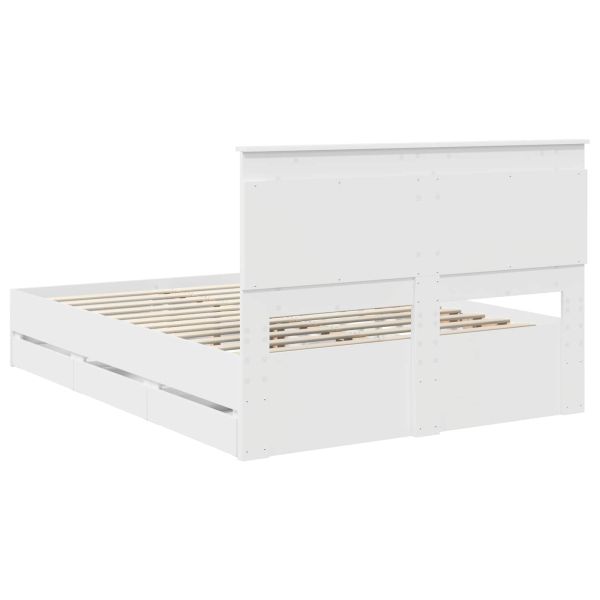 Рамка за легло с чекмедже Бяло 140 x 190 cm Инженерна дървесина