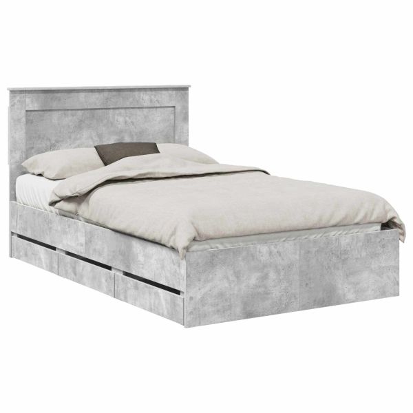 Рамка за легло Циментено сиво 135 x 190 cm Инженерна дървесина