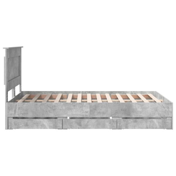 Рамка за легло Циментено сиво 135 x 190 cm Инженерна дървесина