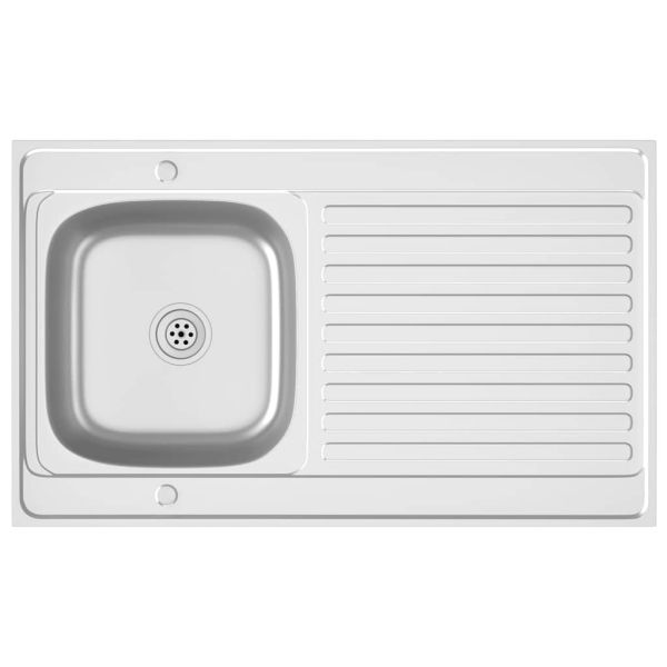 Кухненска мивка с отцедник, сребриста, 1000x600x155 мм, инокс
