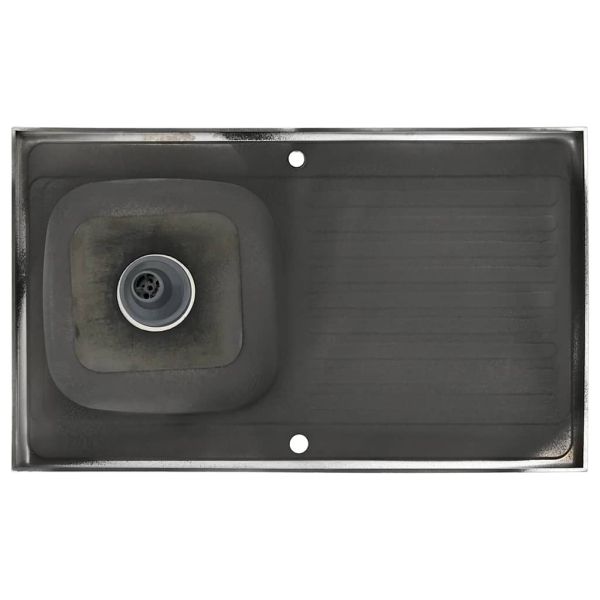 Кухненска мивка с отцедник, сребриста, 1000x600x155 мм, инокс