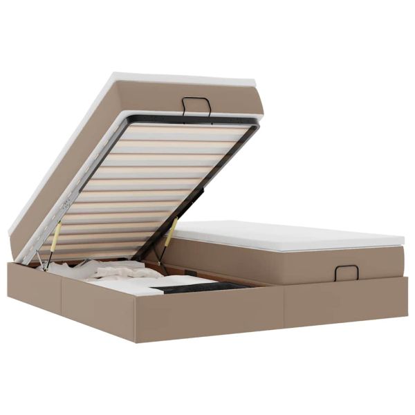 Османска легло с матраци, капучино, 160x200 см, изкуствена кожа