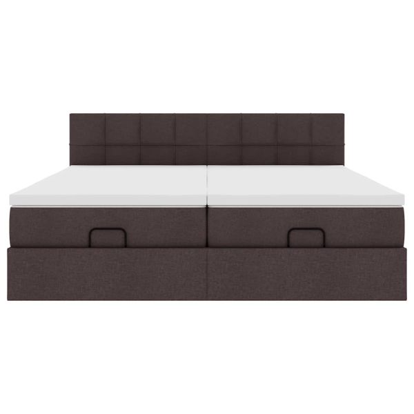 Османска легло с матраци, тъмнокафяво, 160x200 см, плат