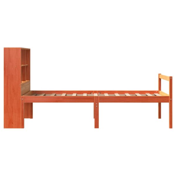 Легло с етажерка за книги, без матрак, 75x190 см, дърво масив