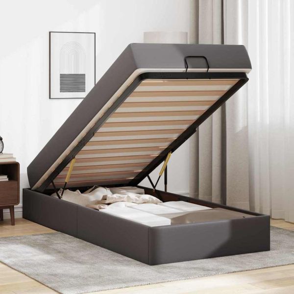 Рамка за легло с матрак с матрак 2 pcs Сив ПВЦ