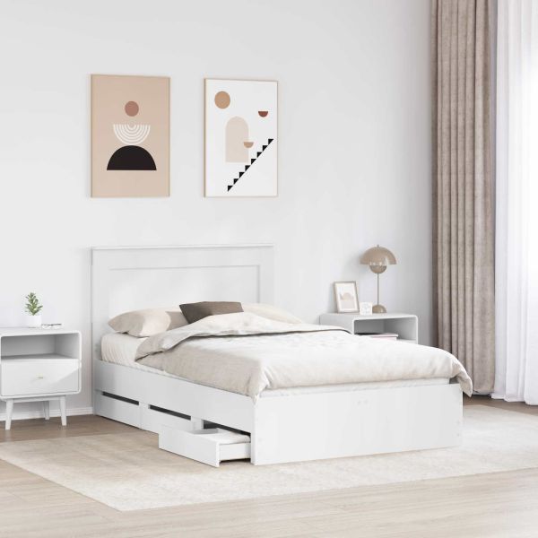 Рамка за легло с чекмедже Бяло 120 x 200 cm Инженерна дървесина